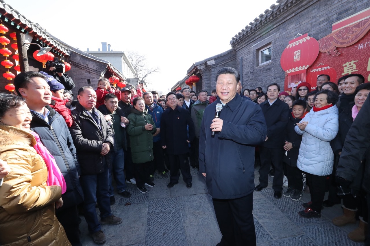2019年2月1日，習(xí)近平總書記在前門東區(qū)草廠四條胡同給大家拜年，并向全國各族人民致以新春祝福。