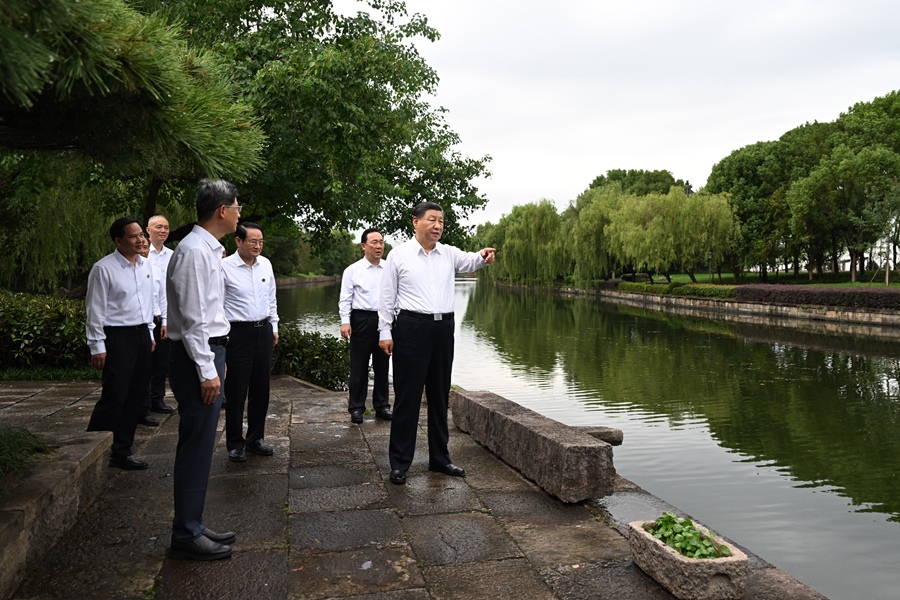 9月20日下午，習近平總書記在浙東運河文化園考察。新華社記者 謝環(huán)馳 攝
