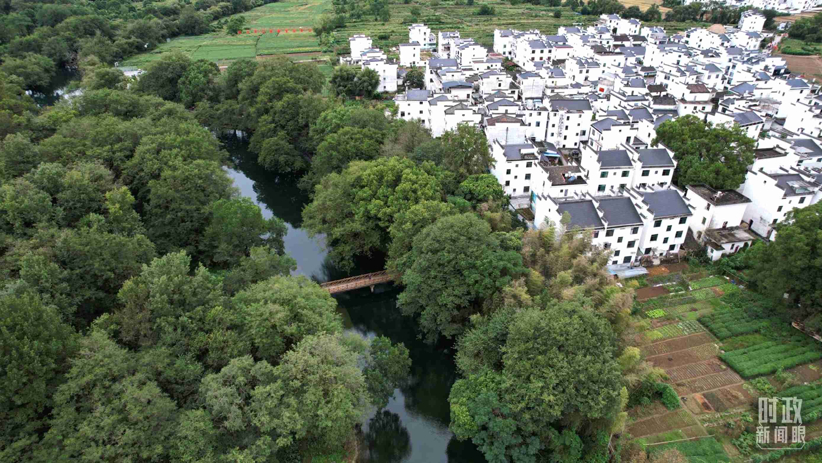 △位于饒河源國(guó)家濕地公園中心地帶的石門村。（總臺(tái)央視記者范凱拍攝）
