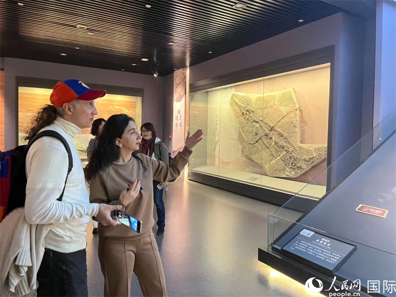 歐亞國家記者在參觀貴州省地質博物館 。 人民網(wǎng) 鄧潔攝