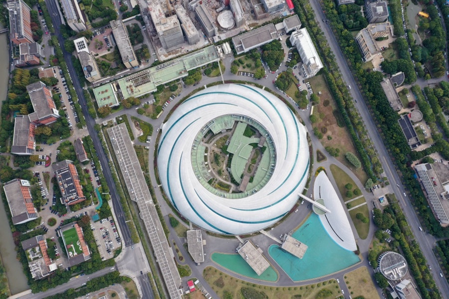 位于上海張江科學城的國家大科學裝置上海光源（2020年10月26日攝，無人機照片）。