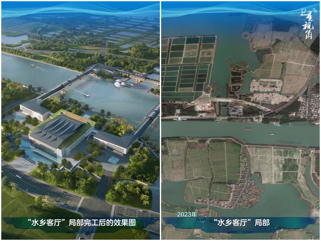橫跨江浙滬的長三角生態(tài)綠色一體化發(fā)展示范區(qū)內(nèi)，三地合力打造的“水鄉(xiāng)客廳”正在建設(shè)。