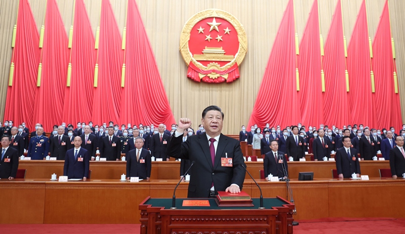 2023年3月10日，習(xí)近平進行憲法宣誓。