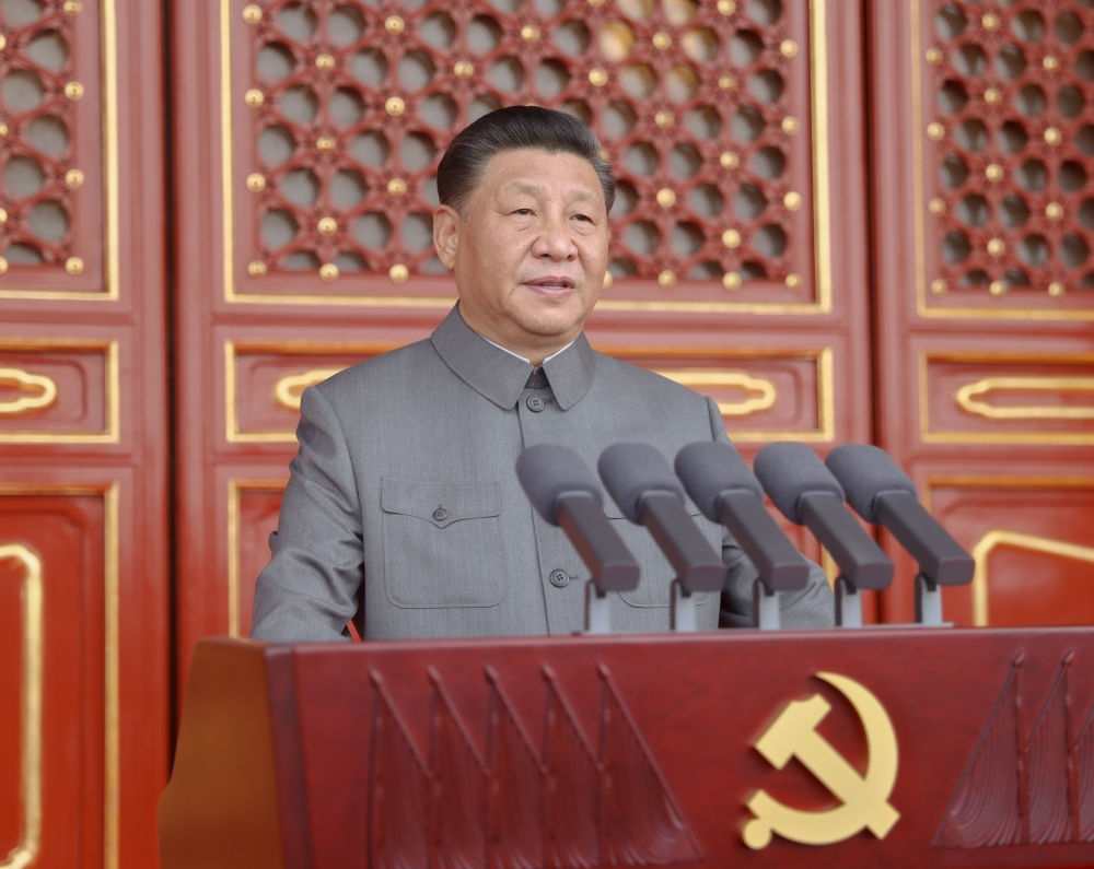 2021年7月1日，慶祝中國共產黨成立100周年大會在北京天安門廣場隆重舉行。習近平發(fā)表重要講話。新華社記者 鞠鵬 攝