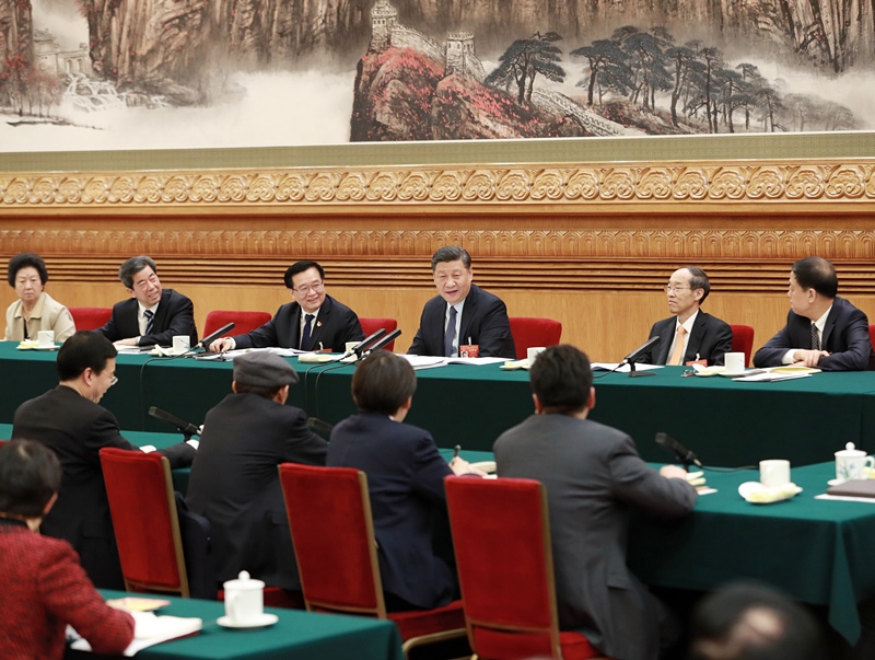 2019年3月8日，習(xí)近平總書記參加十三屆全國人大二次會議河南代表團(tuán)的審議。
