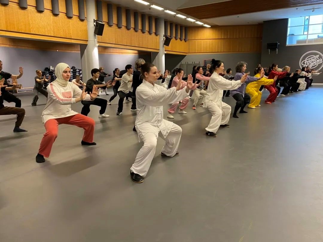 培訓(xùn)班學(xué)員學(xué)習(xí)太極拳。斯德哥爾摩中國(guó)文化中心供圖