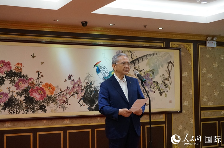 創(chuàng)價(jià)學(xué)會(huì)會(huì)長(zhǎng)原田稔致辭。