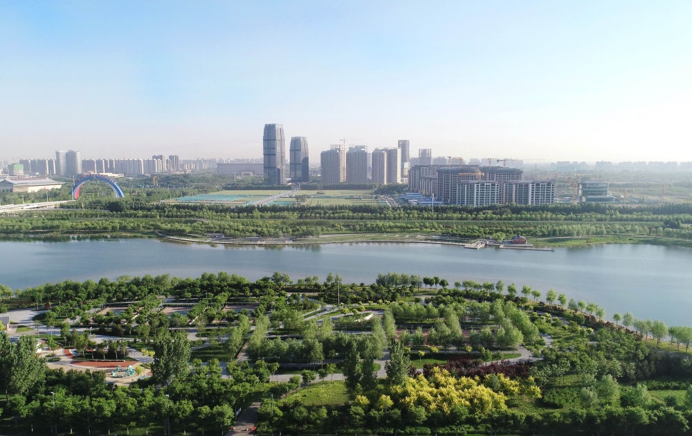 石家莊市滹沱河景色（2022年5月16日攝，無人機照片）。新華社記者 楊世堯 攝
