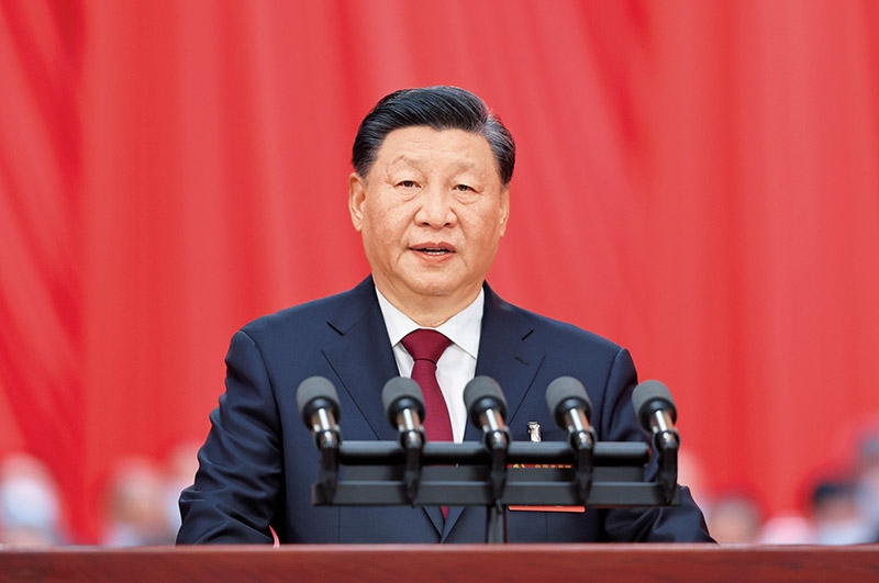 2022年10月16日，中國共產(chǎn)黨第二十次全國代表大會在北京人民大會堂開幕。習(xí)近平代表第十九屆中央委員會向大會作報(bào)告。 新華社記者 姚大偉/攝