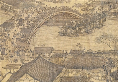 中國(guó)畫《清明上河圖》（局部），作者為北宋張擇端。 故宮博物院藏