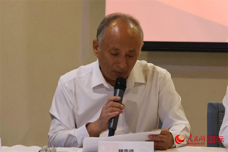 巴西中國安徽商會會長魏貴德在座談會上致辭。人民網(wǎng)記者 陳海琪攝