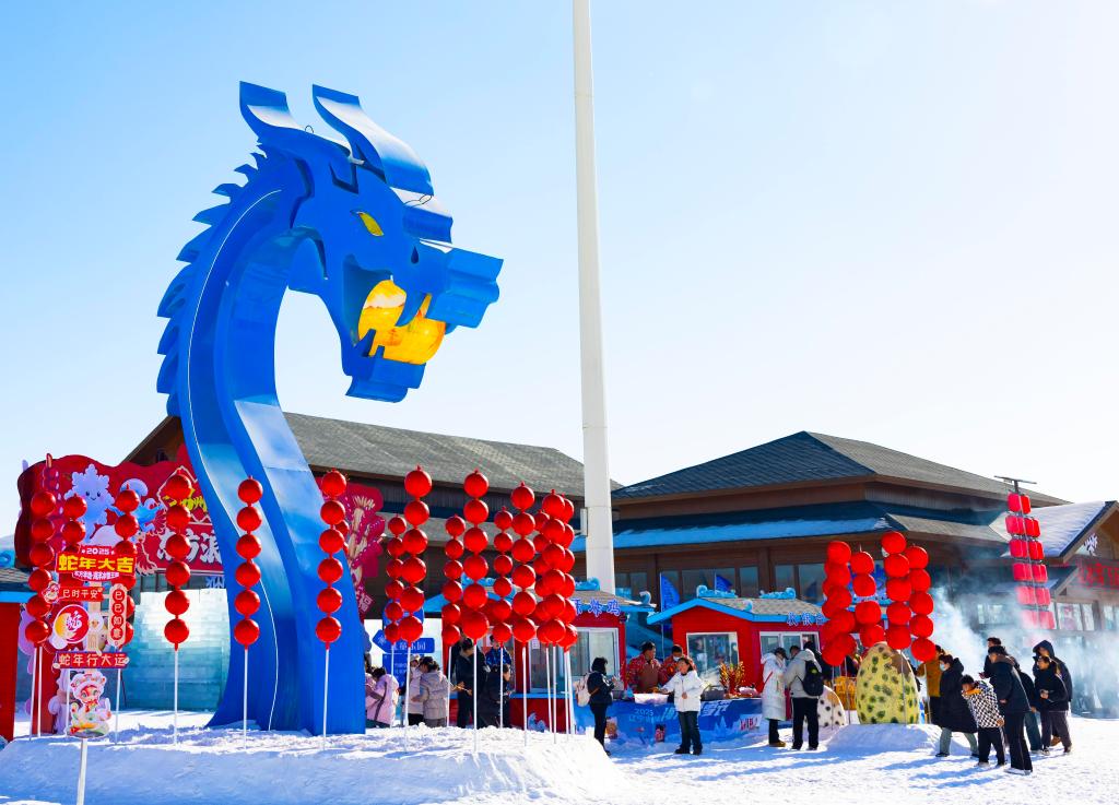 2025年1月，游客在遼寧錦州東方華地城海洋冰雪王國內游覽。新華社發(fā)