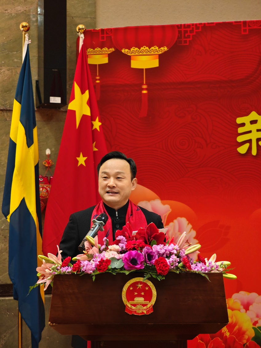 中國(guó)駐哥德堡總領(lǐng)事楊培棟致辭。中國(guó)駐哥德堡總領(lǐng)館供圖