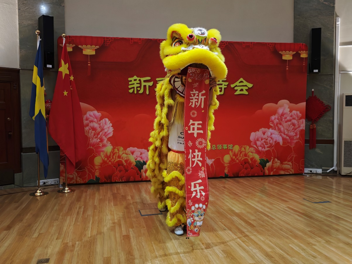 開(kāi)場(chǎng)舞獅表演。中國(guó)駐哥德堡總領(lǐng)館供圖