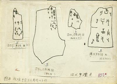 周堯?yàn)椤吨袊?guó)昆蟲學(xué)史》摹寫的甲骨文材料。老科學(xué)家學(xué)術(shù)成長(zhǎng)資料采集工程供圖