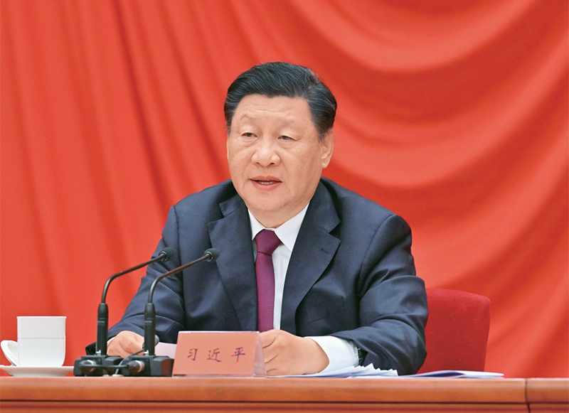 2022年5月10日，慶祝中國共產(chǎn)主義青年團成立100周年大會在北京人民大會堂隆重舉行。中共中央總書記、國家主席、中央軍委主席習(xí)近平在大會上發(fā)表重要講話。 新華社記者 岳月偉/攝
